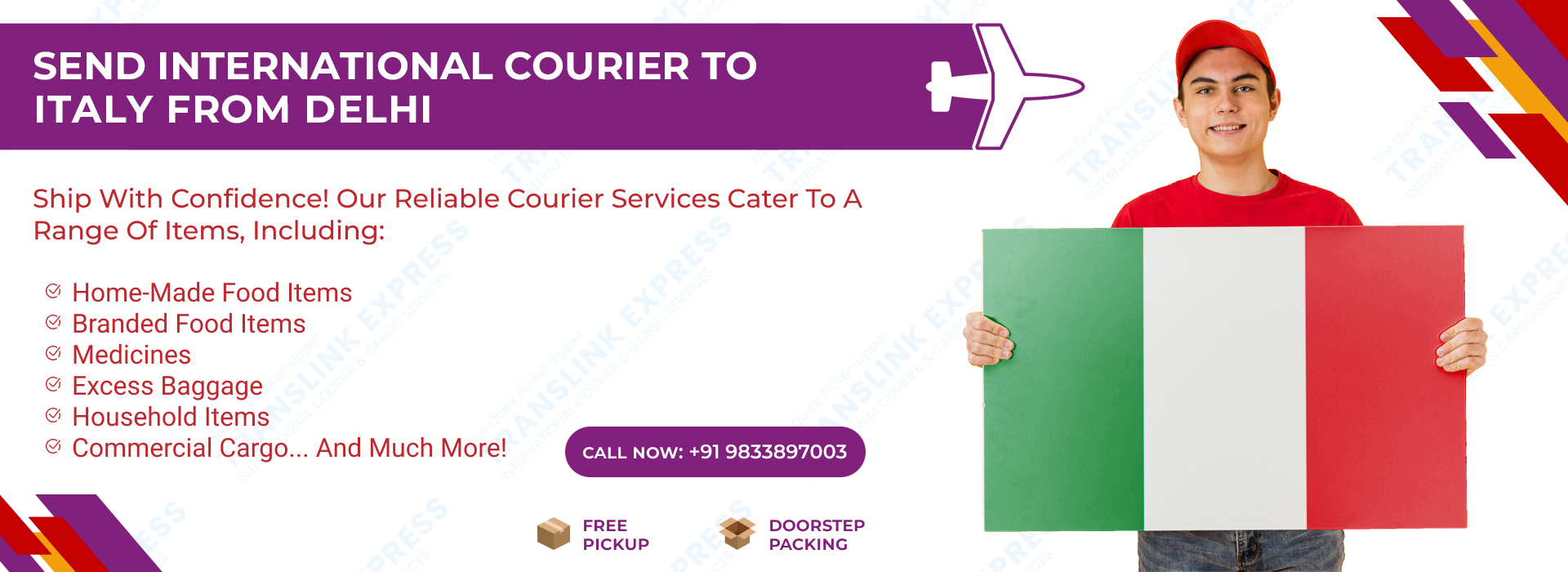 Courier to Italy From Delhi